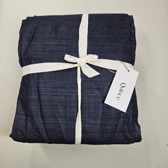 NWT QUINCE 48x96 Raw Silk Curtain Navy 2404 - Picture 6 of 13